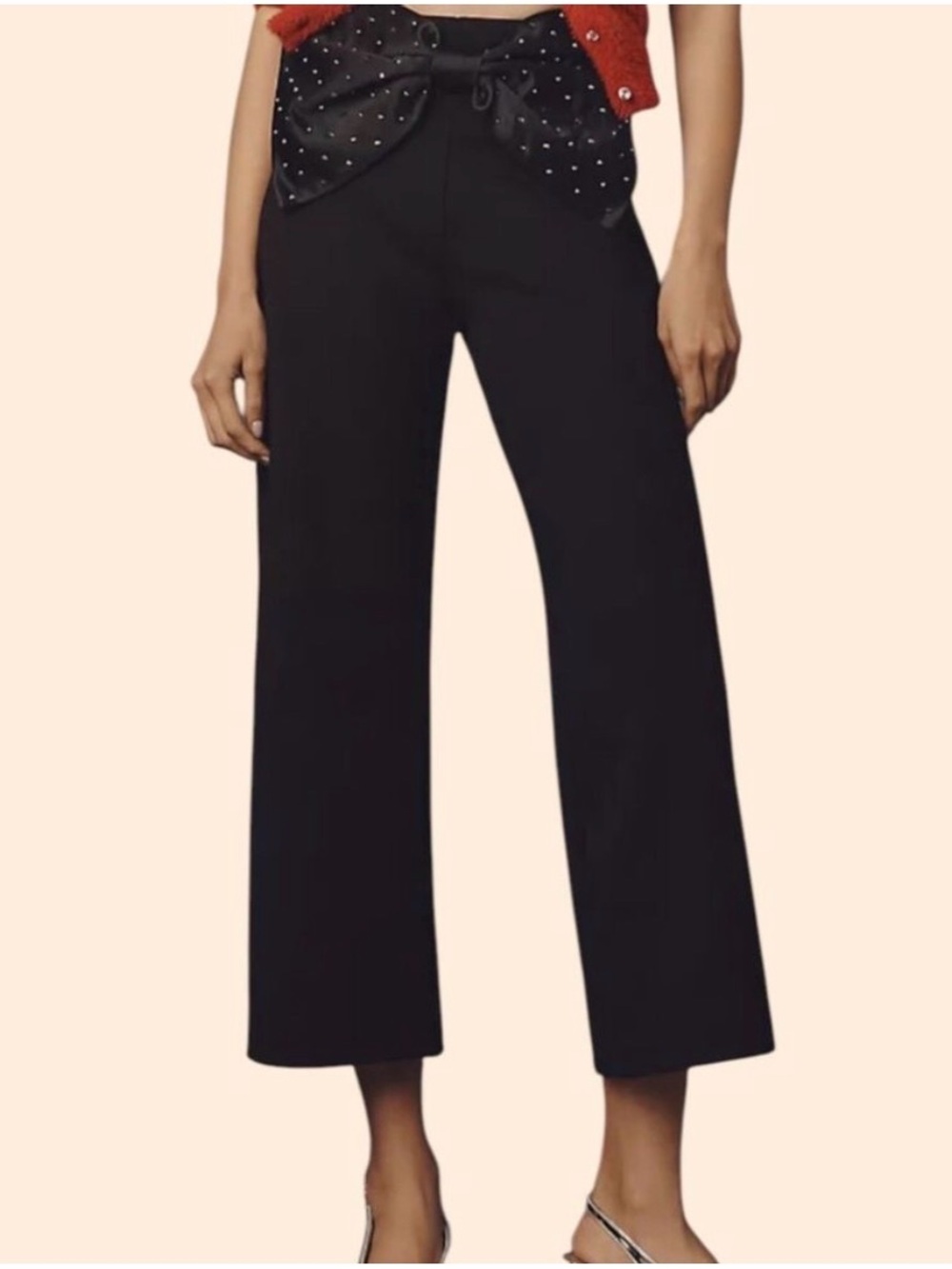Maeve Black Cropped Wide-Leg Pants